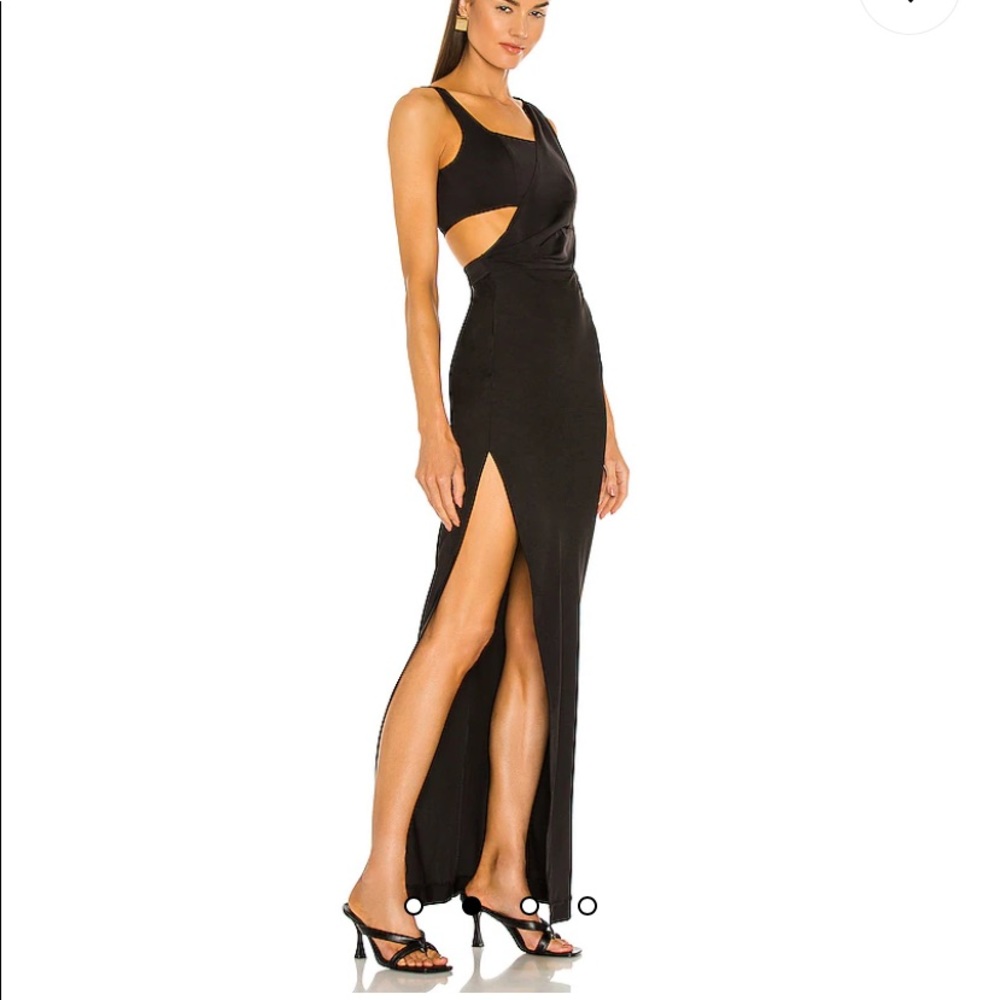 Black tie black dress with cut outs floor length